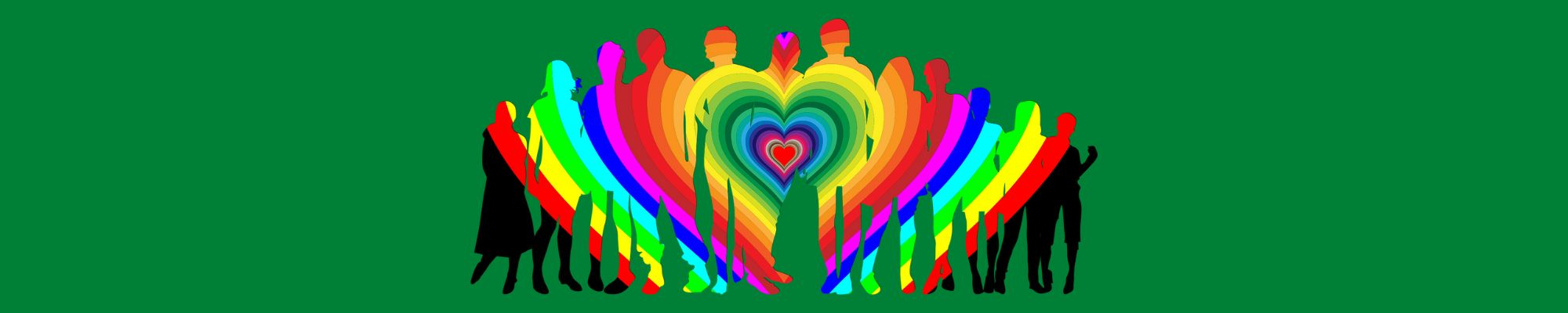 Rainbow Heart People Silhouette